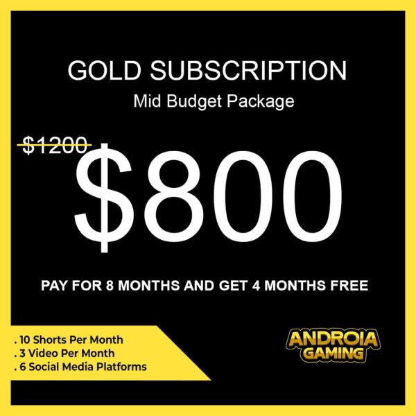 1 Year Gold Subscription of Androia Gaming